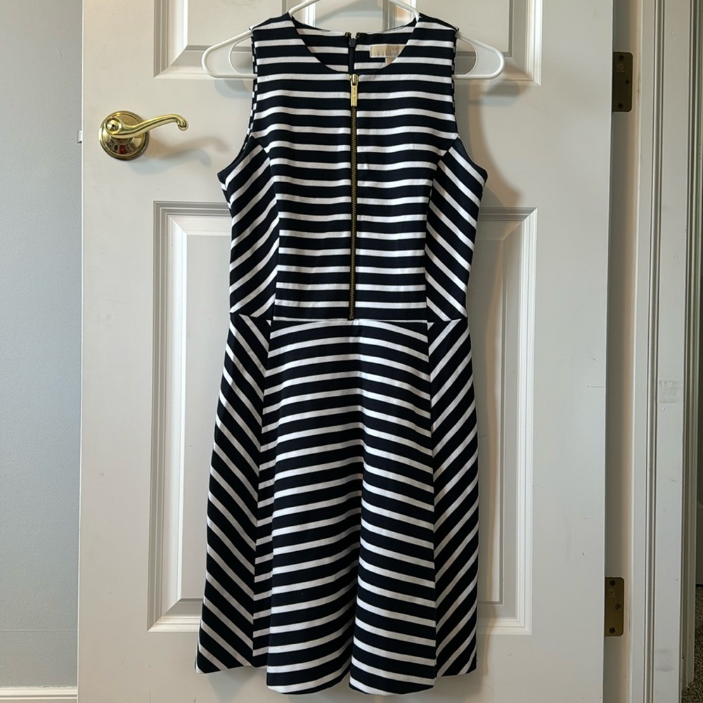 Michael Kors striped dress with gold zipper